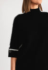 Serafina Collection Scalloped Trim Jumper, Black