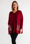 Serafina Collection Embellished Pocket Jumper, Wine