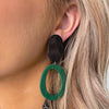 Seventy1 Large Circle Charm Clip On Earrings, Black & Green