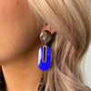 Seventy1 Disc Drop Clip On Earrings, Blue & Silver