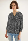 Street One Tie Neck Print Blouse, Black & White