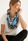 Street One Blue Trim Printed Scarf, Black Multi