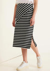 Street One Cross Over Striped Midi Skirt, Black & White