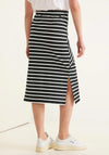 Street One Cross Over Striped Midi Skirt, Black & White