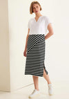 Street One Cross Over Striped Midi Skirt, Black & White