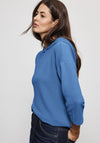 Street One Textured Cropped Sleeve Hoodie, Blue