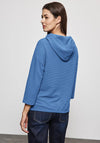 Street One Textured Cropped Sleeve Hoodie, Blue