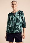 Street One Tie Neck Print Top, Green