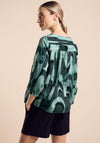 Street One Tie Neck Print Top, Green