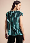 Street One V Neck Print Top, Green