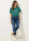 Street One Glitter Print T-Shirt, Lagoon Green