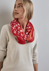 Street One Printed Geometric Loop Scarf, Tangerine Red