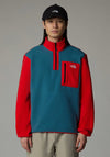 The North Face Men’s Yumiori Quarter Zip Fleece, Mallard Blue & Red