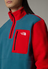 The North Face Men’s Yumiori Quarter Zip Fleece, Mallard Blue & Red