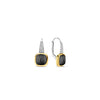 Ti Sento Grey Blue Pearl Cushion CZ Drop Earrings, Gold