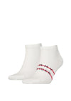 Tommy Hilfiger 2 Pack Stripe Trainer Socks, White UK5.5-8
