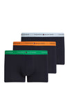 Tommy Hilfiger 3 Pack Essential Logo Waistband Trunks, Green Multi