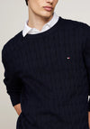 Tommy Hilfiger Cable Knit Crew Neck Sweater, Desert Sky