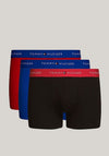 Tommy Hilfiger Essential Logo Waistband 3 Pack Trunks, Red & Blue Multi