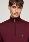 Tommy Hilfiger Essential Quarter Zip Sweater, Deep Rouge