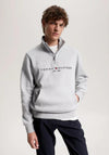 Tommy Hilfiger Logo Half Zip Sweatshirt, Light Grey Heather