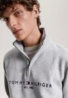 Tommy Hilfiger Logo Half Zip Sweatshirt, Light Grey Heather