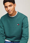 Tommy Jeans Badge Crew Neck Sweatshirt, Deep Seawater Green