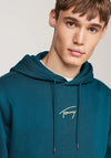 Tommy Jeans Gold Signature Logo Hoodie, Deep Seawater Green