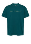 Tommy Jeans Linear Gold Logo T-Shirt, Deep Seawater Green