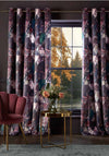 Graham & Brown Timepiece Floral Lined Eyelet Curtains 90” x 90”, Amethyst