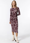 Tiffosi Chive Swirl Print Midi Dress, Wine