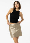 Tiffosi Womens Naomi Metallic Mini Skirt, Gold