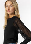 Tiffosi Chicago Textured Balloon Sleeve Top, Black