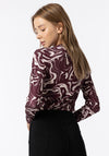 Tiffosi Sansa Swirl Print Ruched Top, Wine