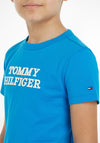 Tommy Hilfiger Boys Logo Short Sleeve T-Shirt, Cerulean Aqua