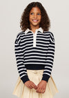 Tommy Hilfiger Girl Striped Long Sleeve Sweater, Desert Sky