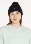 Tommy Hilfiger Essential Flag Fuzzy Beanie, Black