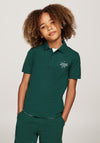 Tommy Hilfiger Boy Logo Short Sleeve Polo, Ornamental Green