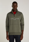 Tommy Hilfiger Logo Quarter Zip Sweatshirt, Battle Green