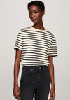 Tommy Hilfiger Womens Striped T-Shirt, Beige & Black