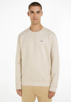 Tommy Jeans Flag Patch Crew Neck Sweatshirt, Newsprint