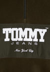 Tommy Jeans Hybrid Half Zip Fleece, Dark Army