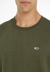 Tommy Jeans Flag Patch Crew Neck Sweatshirt, Drab Olive Green