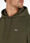 Tommy Jeans Flag Patch Logo Hoodie, Drab Olive Green