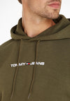 Tommy Jeans Linear Logo Hoodie, Drab Olive Green