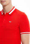 Tommy Jeans Tipped Stretch Polo Shirt, Deep Crimson