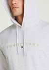 Tommy Jeans Linear Gold Logo Hoodie, Silver Grey