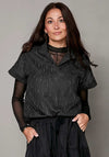 Nu Denmark Button Neck Pinstripe Blouse, Charcoal Grey