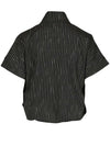 Nu Denmark Button Neck Pinstripe Blouse, Charcoal Grey