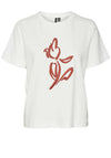 Vero Moda Caya Tulip Embroidered T Shirt, White